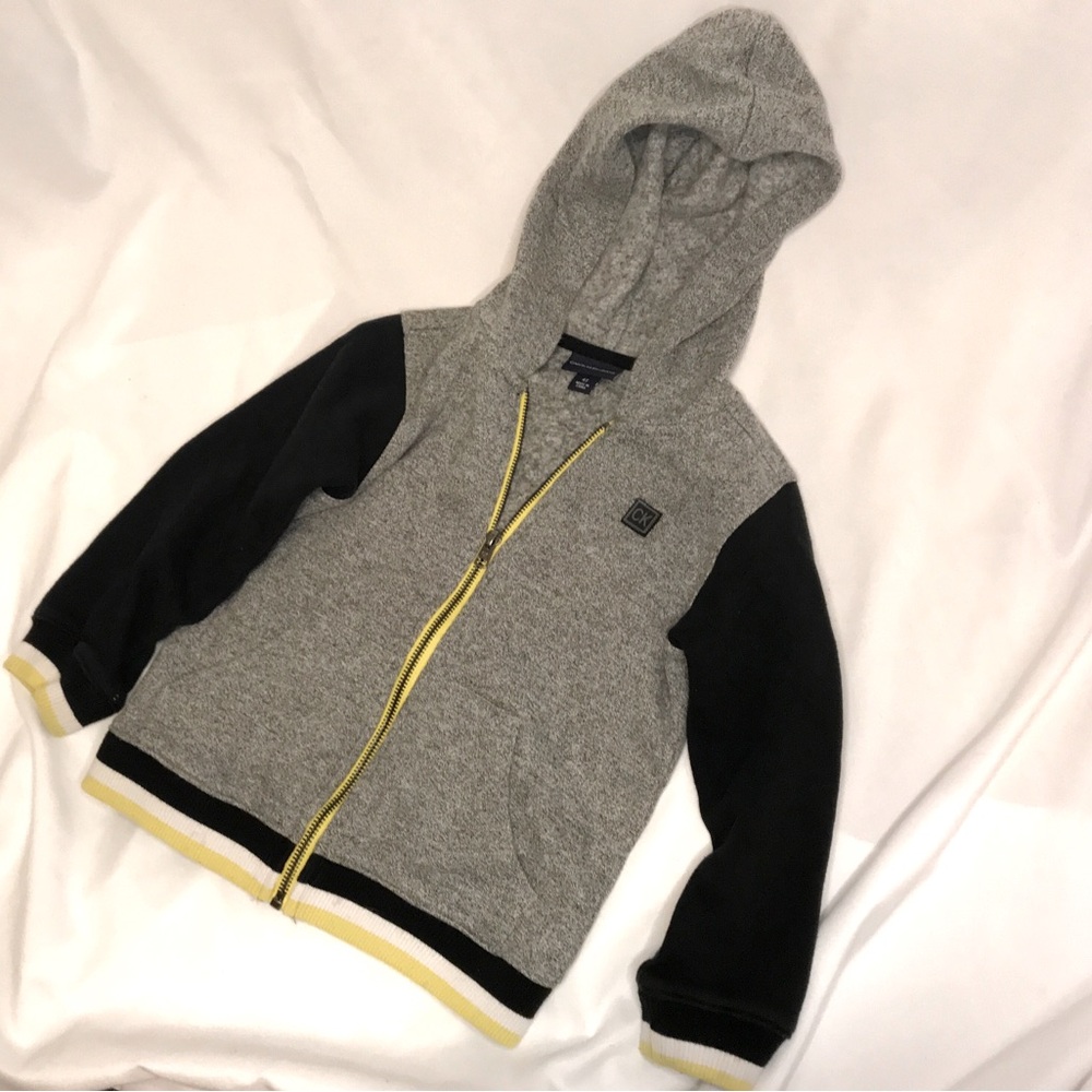 Calvin Klein Black Sleeved Full Zipper Gray Hoodie w/ Pockets for Boys 4T